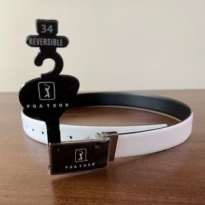 PGA Tour White & Black Reversible Leather Belt